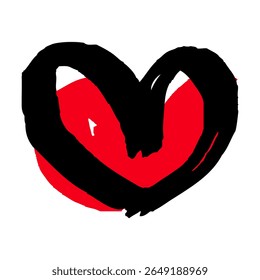 Vector illustration of a hand-drawn heart. Red hearts.