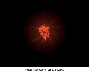Vector illustration of hand-drawn human heart with roots on a light background. Heart shaped root