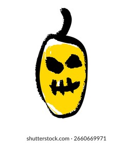 A vector illustration of a hand-drawn jack-o'-lantern.