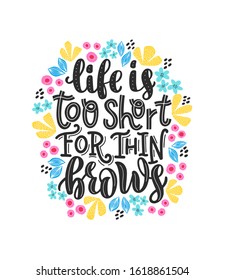 Vector illustration of a hand-drawn lettering about brows.