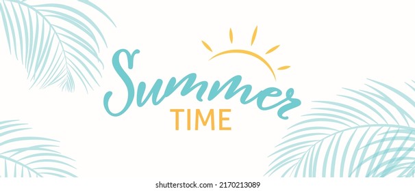 Vector illustration: Hand-drawn lettering composition of Hello Summer with doodle sun. Handwritten calligraphy design.