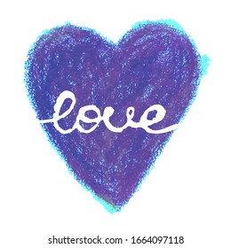 Ilustración vectorial con letras hechas a mano y corazón. amor. Diseño caligráfico. Se puede utilizar para imprimir en pantalones, invitación, tarjeta de felicitación, carteles, banners