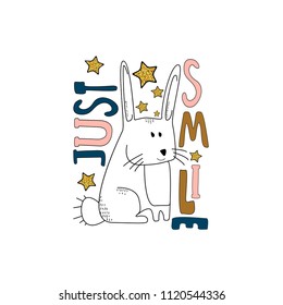 Vector illustration with hand-drawn lettering Just smile.