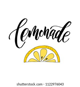 Vector illustration with hand-drawn lettering. "Lemonade" inscription for prints and posters, invitation and greeting cards 