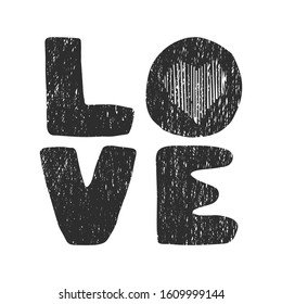 Vector illustration with hand-drawn lettering. love. Calligraphic design. Can be used for t-shirt print, invitation, greeting card, posters, banners