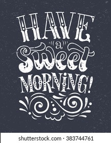 Ilustración vectorial con letras dibujadas a mano en el fondo de la textura. "¡Buen día!" inscripción para la invitación y tarjeta de felicitación, impresiones y carteles. Diseño de tiza caligráfica