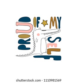 Vector illustration with hand-drawn lettering Proud of my self.