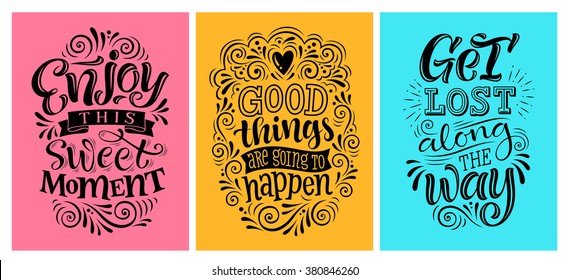 Vector Illustration Handdrawn Lettering Set Inscription Stock Vector ...