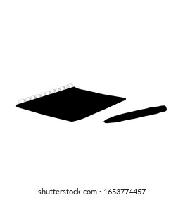 Vector illustration. Hand-drawn notebook. Silhouette isolated on white