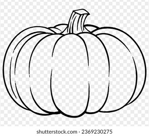 Vector illustration of a hand-drawn pumpkin in a brush-style, isolated on a transparent PNG background. Perfect for Halloween party backgrounds, poster templates, brochures, online ads.