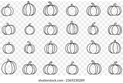 Ilustración vectorial de una calabaza hecha a mano en un estilo de pincel, aislada en un fondo PNG transparente. Perfecto para fiestas de Halloween, plantillas de afiches, folletos, anuncios en línea.