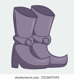 Vector illustration of hand-drawn purple witch boots.