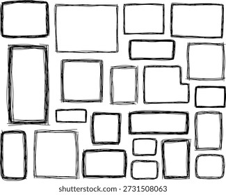 Ilustración vectorial de rectángulos dibujados a mano en proporciones variadas dispuestas en un diseño de cuadrícula informal