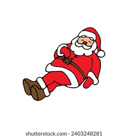 Vector illustration
hand-drawn Santa Claus lying on his back. Drawing of Santa with cartoon style. New Year's decor, holiday illustration.