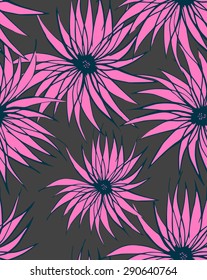vector illustration. hand-drawn. seamless abstract flowers pattern.