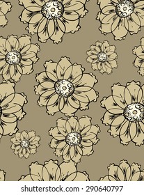 vector illustration. hand-drawn. seamless abstract flowers pattern.