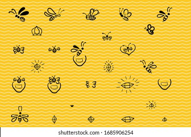Vector Illustration Hand-drawn Silhouette Of A Bee. for your design. Suitable for design corporate identity, labels, packing.