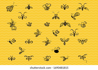 Vector Illustration Hand-drawn Silhouette Of A Bee. for your design. Suitable for design corporate identity, labels, packing.