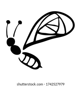 Vector Illustration Hand-drawn Silhouette Of A Bee. for your design. Suitable for design corporate identity, labels, packing.