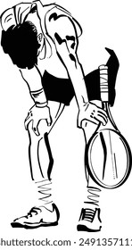 Ilustración vectorial dibujado a mano boceto del gran jugador de tenis