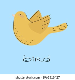 Vector illustration of a hand-drawn sweet bird in a flat doodle style. logo template