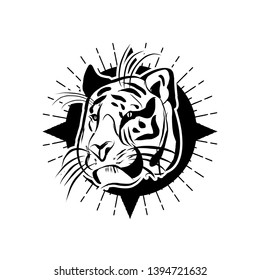 vector illustration of a hand-drawn tiger head