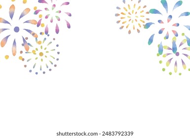 Vector illustration of hand-drawn watercolor fireworks