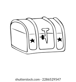 Vector illustration hand-drawn wooden chest with stars
