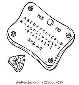 Vector illustration of a hand-drawn wooden spirit board