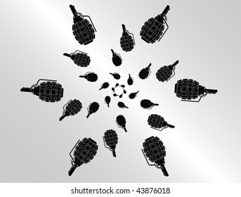 vector illustration of  hand-grenades on a grey background