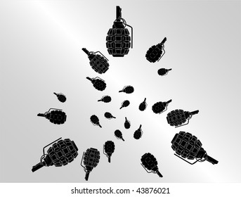 vector illustration of  hand-grenades on a grey background