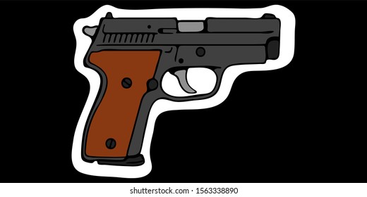 Vector illustration of Handgun on black background