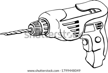 Vector illustration of a hand-held cordless drill.