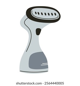 Vector illustration of handheld garment steamer. Minimalist flat design in modern style, ideal for laundry, wrinkle removal, and fabric care themes. Stylish and practical appliance