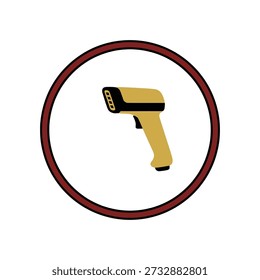 Vector illustration of a handheld yellow and black infrared thermometer or temperature gun used for quick fever screening.