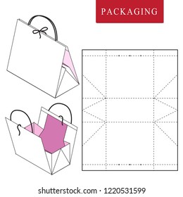 Vector Illustration of handle box.Package Template. Isolated White Retail Mock up.