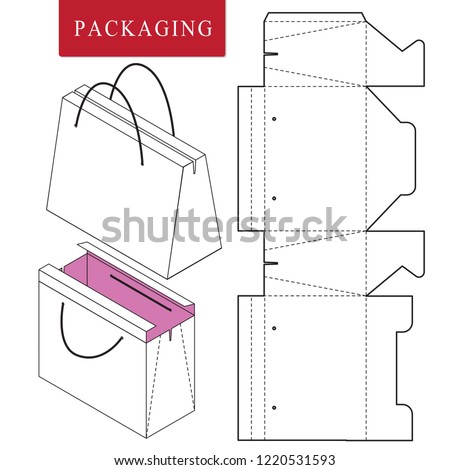 vector illustration handle box package template isolated stock handle box template