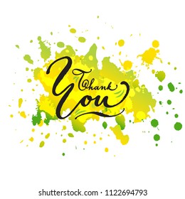 Vector illustration with hand-lettered text. Thank you hand lettering poster. Elegant gratitude postcard. Thanksgiving banner with backround. EPS 10 vector