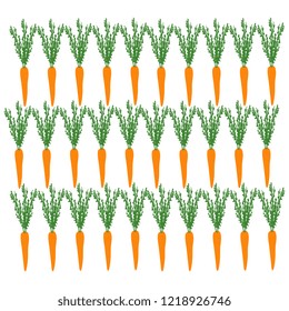 Vector illustration of handmade, artistic, carrot yellow with greens on a white background. Cute design. Botanical mouth-watering postcards.