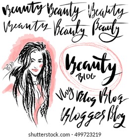 Vector illustration handmade calligraphy. Text beauty blog for of social media content