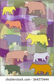 Vector illustration handmade crafts with cows