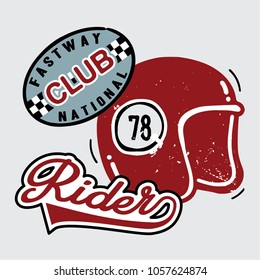 Vector illustration. handmade design graphics. handmade lettering. Vector t-shirt design for print. Club motorcycle rider.