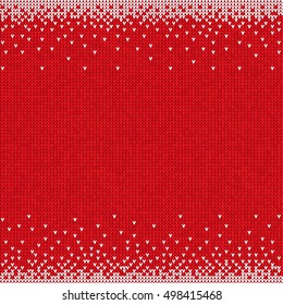 Vector illustration Handmade knitted seamless abstract background red pattern with white border frame