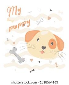 Vector illustration handmade. Muzzle dogs. Print for children's clothing. Children's illustration for print, poster, invitation, textile or other.