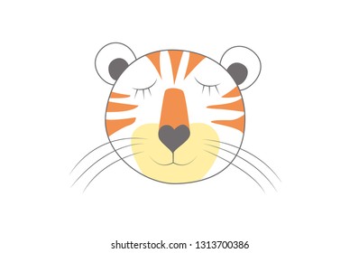Vector illustration of handmade robots. Children's drawing. Image for poster, blank, print or other. Cute beast. Painted wild tiger.