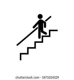 Vector illustration of handrail downstairs icon on white background