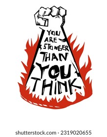vector illustration, hands clasped, You are stronger than you think