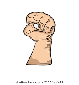 vector illustration of hands clenched upwards