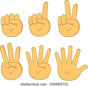 Vector illustration of hands counting to number five