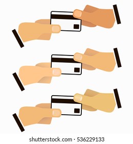 Vector illustration of hands with credit card for your design
